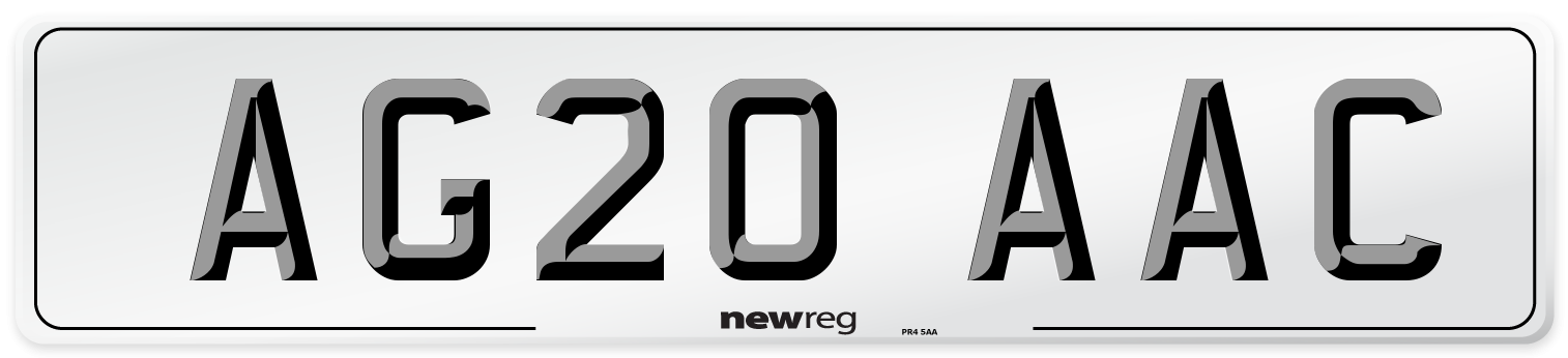 AG20 AAC Number Plate from New Reg